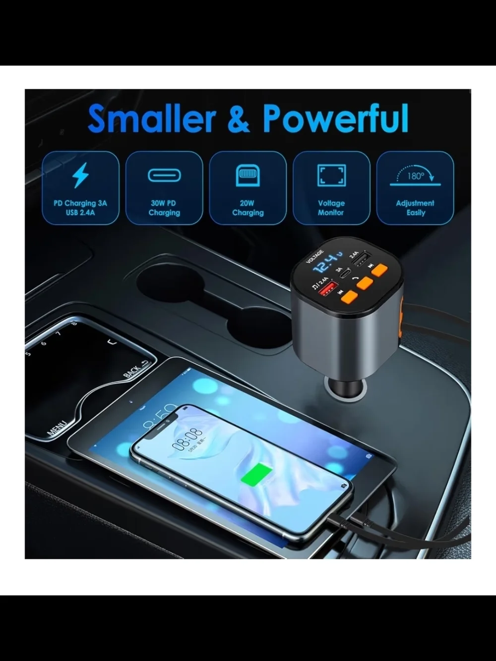 Super Fast Charge 5-in-1 Car Charger - Black